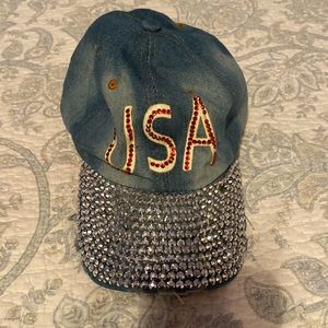 Denim cap with stones for woman’s one size